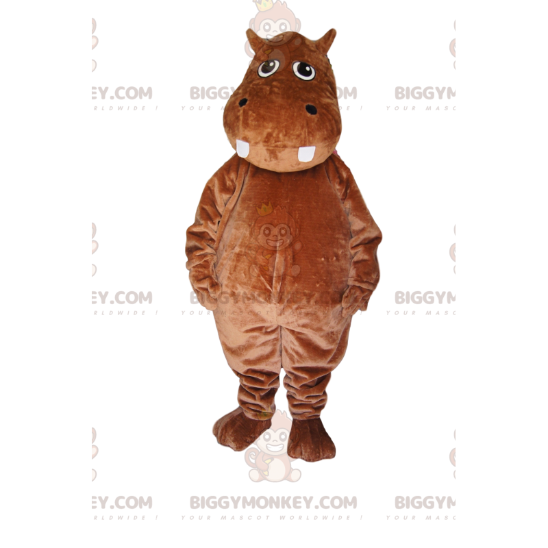 Brown Hippopotamus BIGGYMONKEY™ Mascot Costume. Hippo Costume -