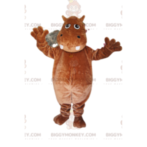 Brown Hippopotamus BIGGYMONKEY™ Mascot Costume. Hippo Costume -