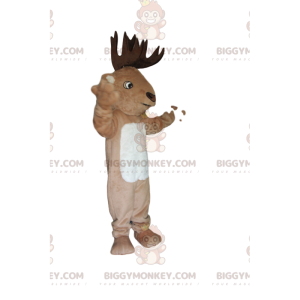 Deer BIGGYMONKEY™ maskotdräkt med underbara bruna horn -