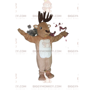 Στολή μασκότ Deer BIGGYMONKEY™ με υπέροχα καφέ ελαφοκέρατα - Μασκότ ελαφιών και ελαφιών - BIGGYMONKEY_014005 - BiggyMonkey.com
