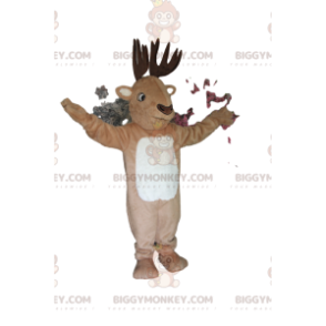 Στολή μασκότ Deer BIGGYMONKEY™ με υπέροχα καφέ ελαφοκέρατα - Μασκότ ελαφιών και ελαφιών - BIGGYMONKEY_014005 - BiggyMonkey.com