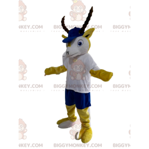 BIGGYMONKEY™ Maskottchenkostüm Gelber und weißer Steinbock mit