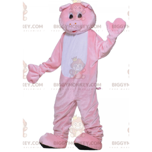 Cute and Colorful Pink and White Pig BIGGYMONKEY™ Mascot