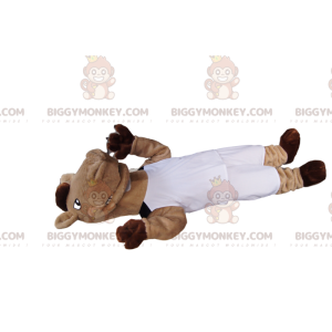 BIGGYMONKEY™ Mascot Costume of Tan and Brown Horse in White