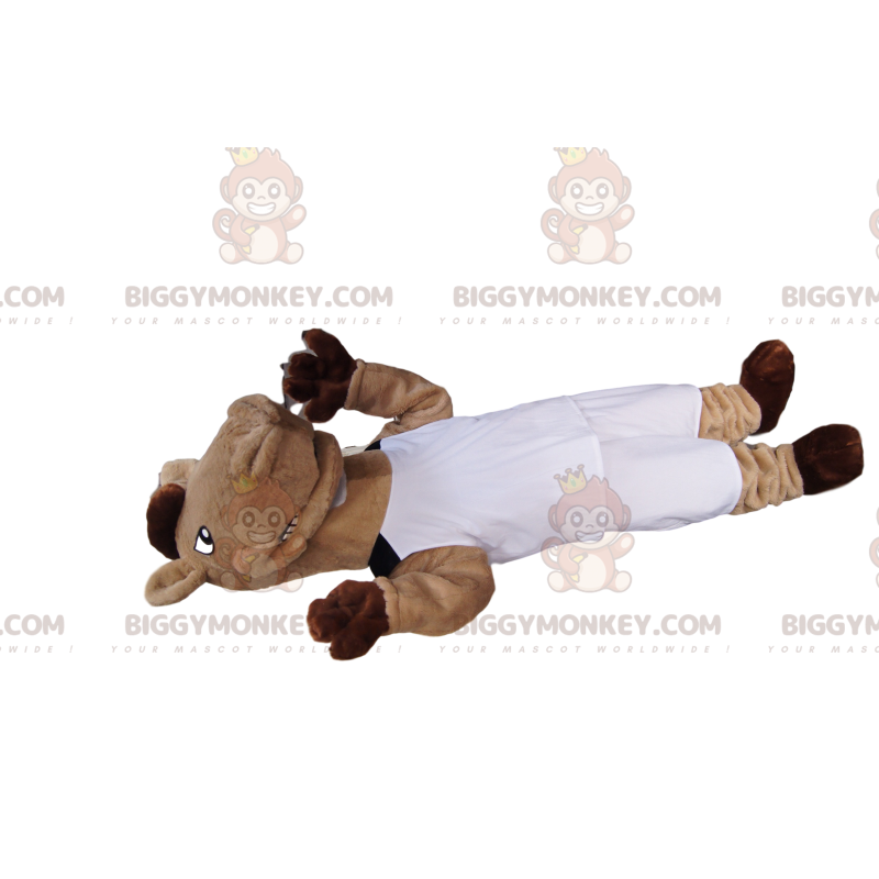 Traje de mascota BIGGYMONKEY™ de caballo marrón y bronceado en ropa deportiva blanca - Mascotas de caballo - BiggyMonkey.com