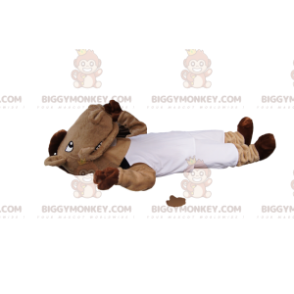 Traje de mascota BIGGYMONKEY™ de caballo marrón y bronceado en ropa deportiva blanca - Mascotas de caballo - BiggyMonkey.com