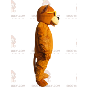 BIGGYMONKEY™ Mascot Costume Orange Bear With Yellow Sunglasses