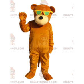  BIGGYMONKEY™ Maskotkostume Orange Bjørn med gule solbriller - Bjørn maskot - BIGGYMONKEY_014018 - BiggyMonkey.com