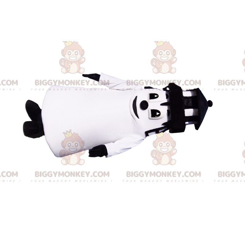 Costume de mascotte BIGGYMONKEY™ de phare noir et blanc. Costume de mascotte BIGGYMONKEY™ de phare noir et blanc.