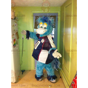 Κοστούμι μασκότ με όλο το τριχωτό μπλε Monster Man BIGGYMONKEY™