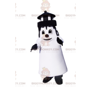 Zwart-wit vuurtoren BIGGYMONKEY™ mascottekostuum. vuurtoren