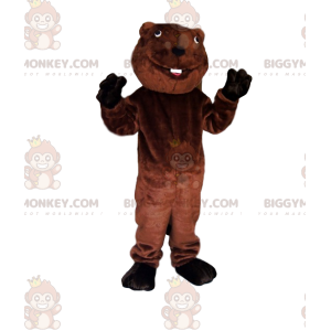 Disfraz de mascota BIGGYMONKEY™ Castor marrón con gran sonrisa