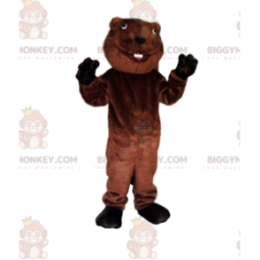 BIGGYMONKEY™ Maskottchen-Kostüm Brauner Biber mit breitem