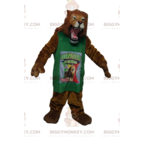 Disfraz de mascota León muy feroz BIGGYMONKEY™ con jersey verde