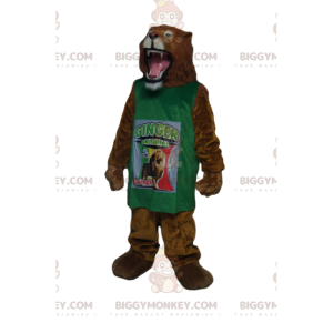 Costume mascotte BIGGYMONKEY™ leone molto feroce con maglia