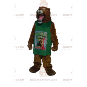 Disfraz de mascota León muy feroz BIGGYMONKEY™ con jersey verde