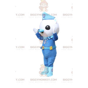 Traje de mascote BIGGYMONKEY™ Pequeno Urso Branco em traje de