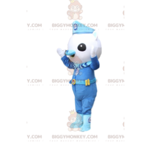 Traje de mascote BIGGYMONKEY™ Pequeno Urso Branco em traje de