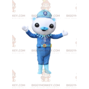 Kostým BIGGYMONKEY™ Malý bílý medvěd maskot v oblečení stewarda