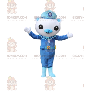 BIGGYMONKEY™ maskotdräkt för liten vit björn i stewardoutfit -