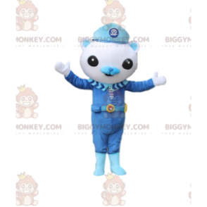 Traje de mascote BIGGYMONKEY™ Pequeno Urso Branco em traje de