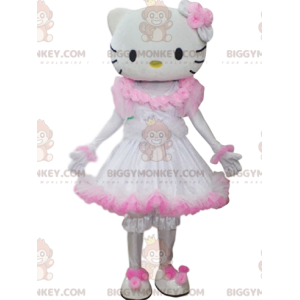 Hello Kitty BIGGYMONKEY™ mascottekostuum met witte en roze jurk