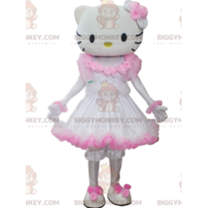 Hello Kitty BIGGYMONKEY™ mascottekostuum met witte en roze jurk