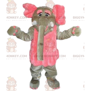 Gray and Pink Elephant BIGGYMONKEY™ Mascot Costume. elephant