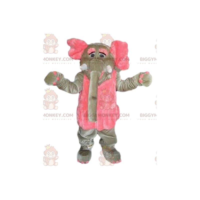 Grå och rosa elefant BIGGYMONKEY™ maskotdräkt. elefantdräkt - Grå och rosa elefant BIGGYMONKEY™ maskotdräkt. elefantdräkt -