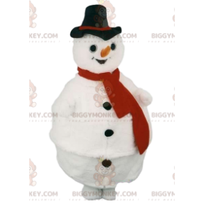 Στολή μασκότ Snowman BIGGYMONKEY™ με κόκκινο κασκόλ και μαύρο καπέλο - Ανθρώπινες Μασκότ - BIGGYMONKEY_014037 - BiggyMonkey.com
