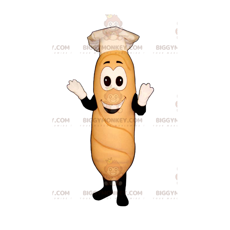 BIGGYMONKEY™ Breadstick maskottiasu, jossa valkoinen toque - BIGGYMONKEY™ Breadstick maskottiasu, jossa valkoinen toque -