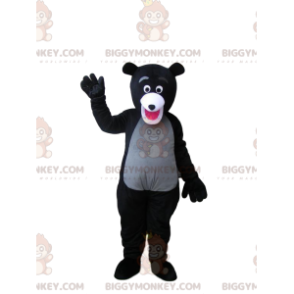 Meget entusiastisk sort og grå bjørn BIGGYMONKEY™ maskotkostume
