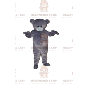 BIGGYMONKEY™ Maskottchenkostüm Graues Bärenjunges mit blauer