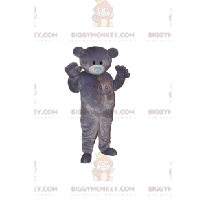 BIGGYMONKEY™ Μασκότ στολή Grey Bear Cub με μπλε ρύγχος καρδιάς - Μασκότ αρκούδας - BIGGYMONKEY_014044 - BiggyMonkey.com