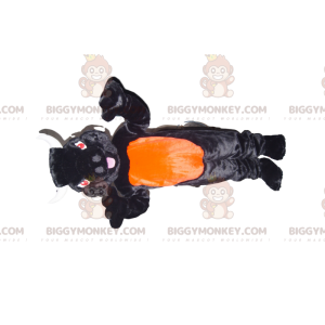 BIGGYMONKEY™ maskotkostume sort og orange tyr med røde øjne -