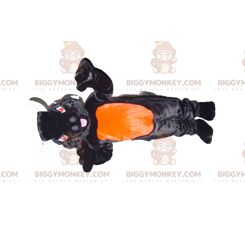 BIGGYMONKEY™ Mascot Costume Black and Orange Bull with Red Eyes