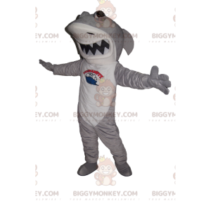 Disfraz de mascota de tiburón gris y blanco BIGGYMONKEY™ con