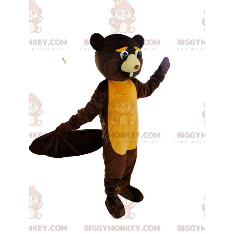 Too Cute Brown and Yellow Beaver BIGGYMONKEY™ Mascot Costume -