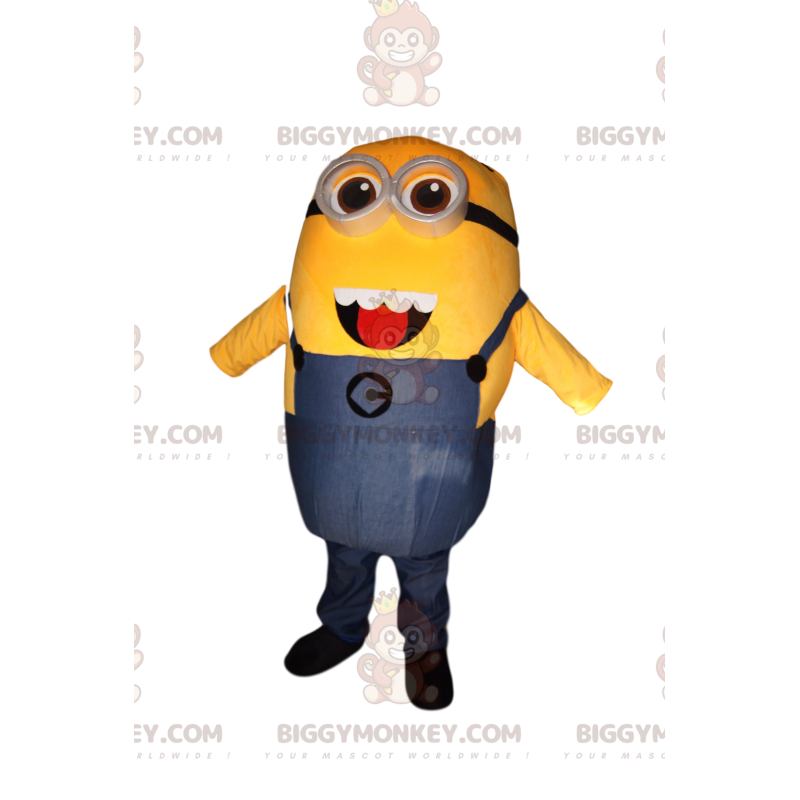 Stuartův kostým maskota BIGGYMONKEY™, veselý minion s jedním Stuartův kostým maskota BIGGYMONKEY™, veselý minion s jedním
