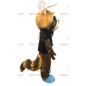 Στολή μασκότ Fox BIGGYMONKEY™ με μαύρο ζέρσεϊ και γυαλιά ηλίου