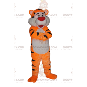 BIGGYMONKEY™ Maskottchenkostüm Sehr glücklicher Tiger mit roter
