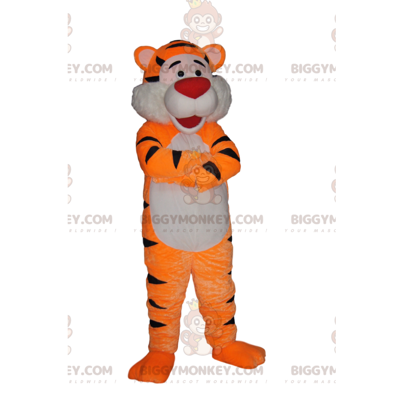 BIGGYMONKEY™ maskottiasu Very Happy Tiger Punaisella kuonolla - BIGGYMONKEY™ maskottiasu Very Happy Tiger Punaisella kuonolla -