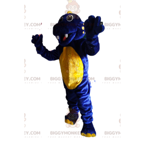 Kostým maskota Super Excited Blue & Yellow Dinosaur BIGGYMONKEY™ - Dinosauři maskoti - BIGGYMONKEY_014063 - BiggyMonkey.com