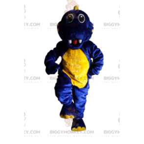 Super spændt blå og gul dinosaur BIGGYMONKEY™ maskotkostume -