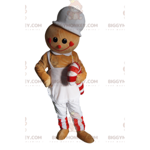 Candy Cane Gingerbread Character BIGGYMONKEY™ Mascot Costume -