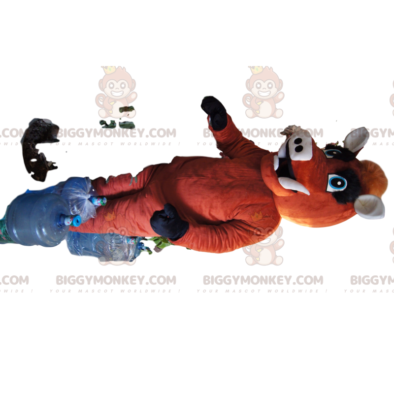 Disfraz de mascota jabalí marrón muy feliz BIGGYMONKEY™ - Disfraz de mascota jabalí marrón muy feliz BIGGYMONKEY™ -