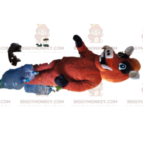 Costume mascotte BIGGYMONKEY™ cinghiale marrone molto felice -