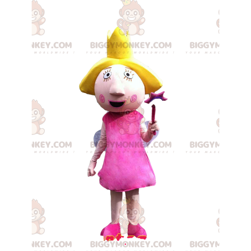 Disfraz de mascota Fairy BIGGYMONKEY™ con un bonito vestido rosa. disfraz de hada - Mascotas de hadas - BiggyMonkey.com