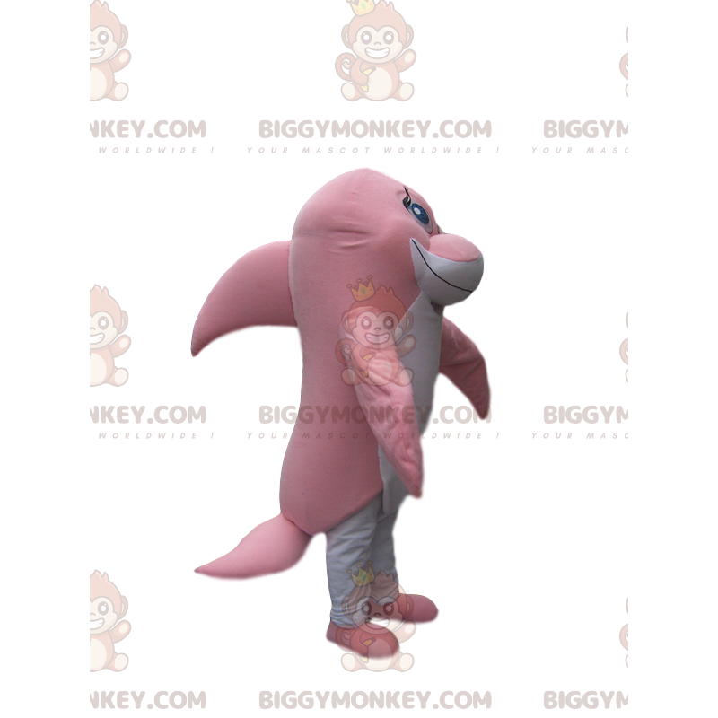 Kostium maskotka czuły różowy i biały delfin BIGGYMONKEY™ - Kostium maskotka czuły różowy i biały delfin BIGGYMONKEY™ -