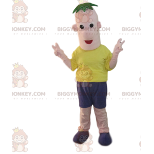 BIGGYMONKEY™ Costume da mascotte uomo divertente con frangia